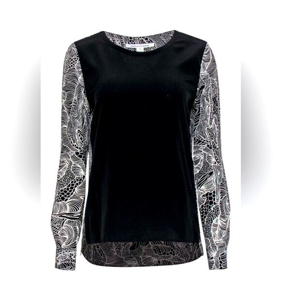 Diane von Furstenberg Silk Blouse Abstract Sleeves 2 - Picture 2 of 9